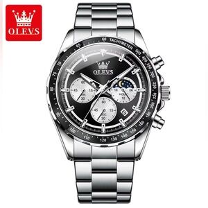 NWT NIB OLEVS Silver Chronograph Quartz Watch